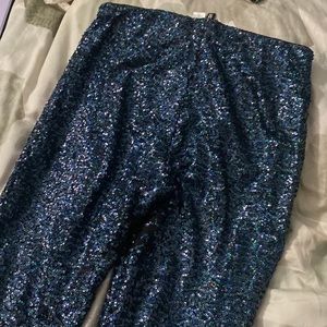 H&M sequin leggings in emerald green - size Medium